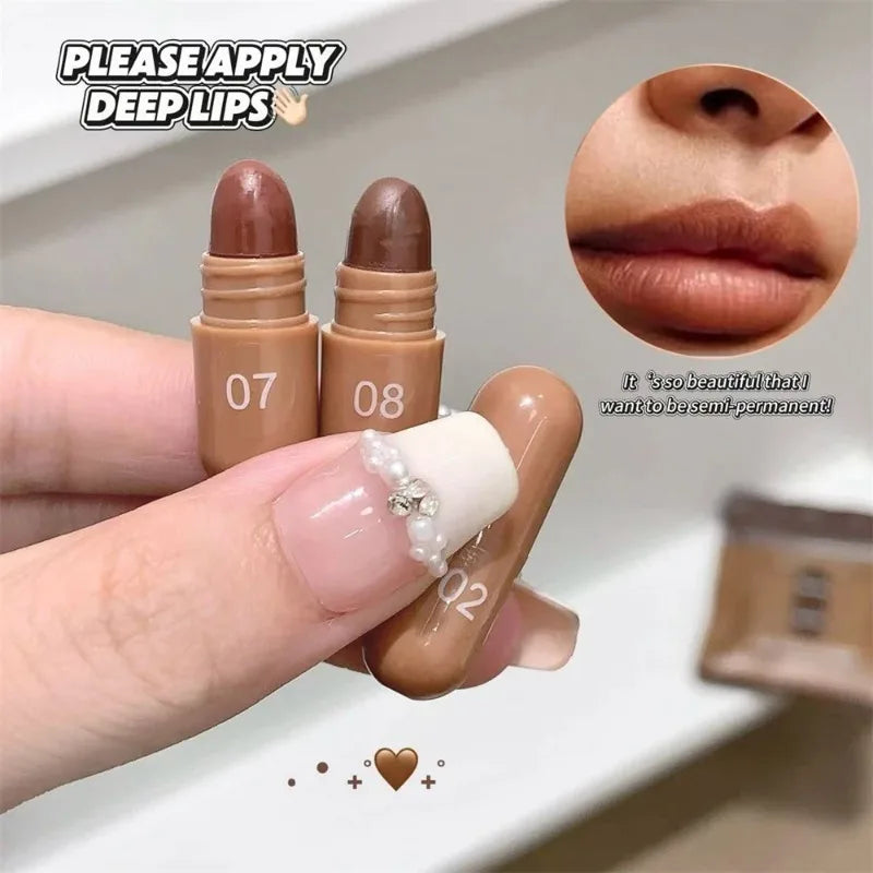 10-Color Brown Matte Velvet Capsule Lipstick Set