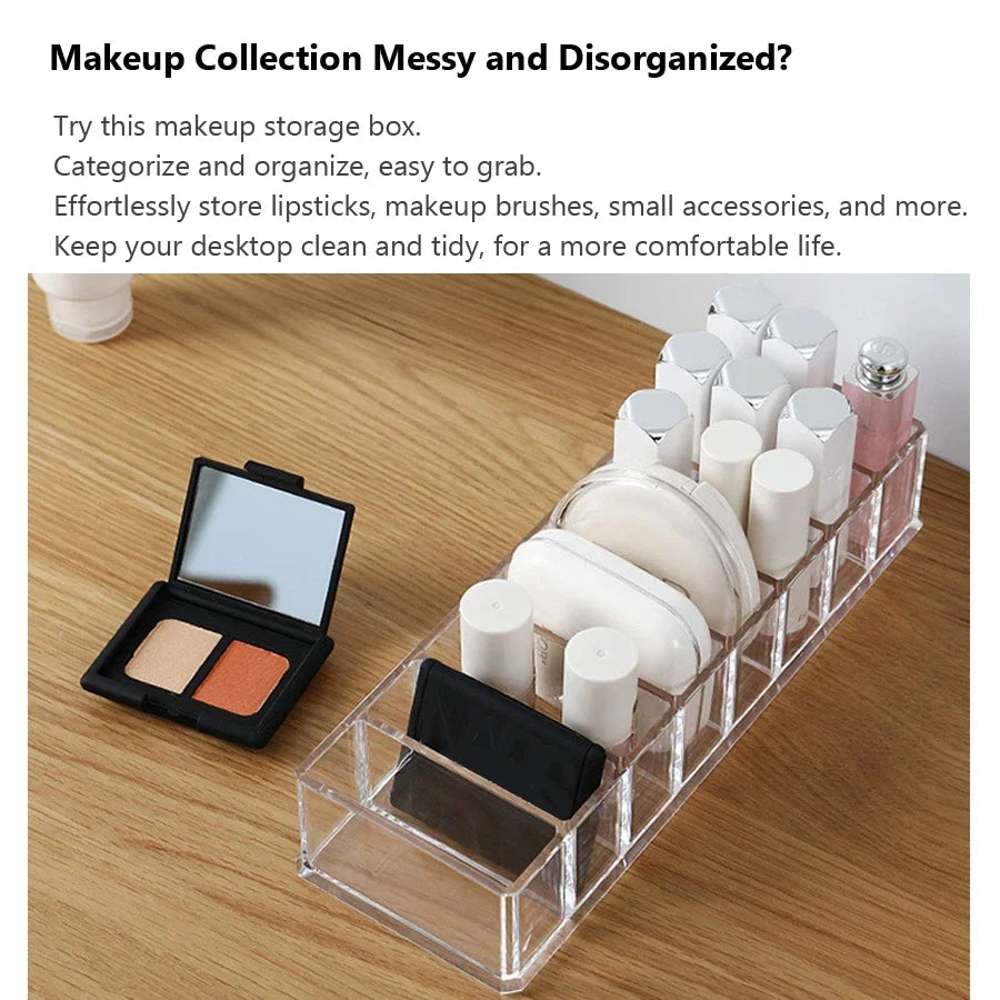 8-Slot Nail Polish Holder Transparent Acrylic Grid Box Makeup Display Stand for Cosmetics Storage Organizer