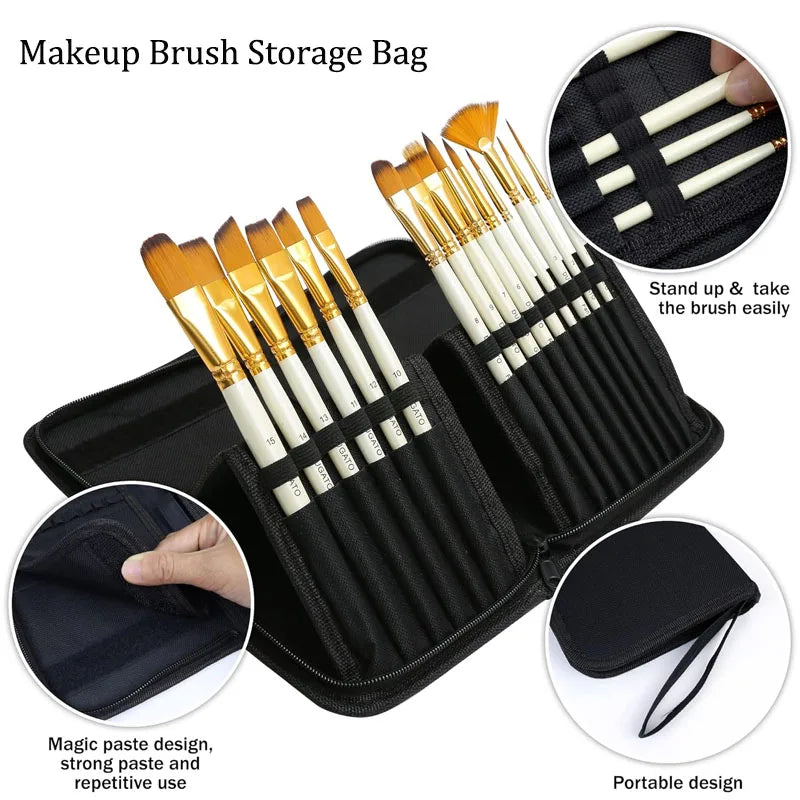 Portable Makeup Brush Organizer Bag