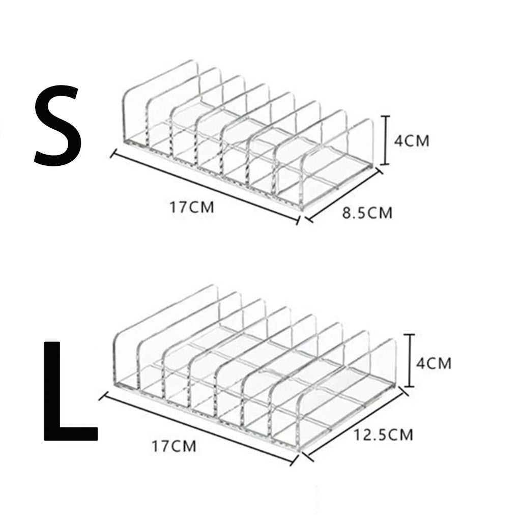 7-Compartment Transparent Makeup Organizer for Eyeshadow Palette & More