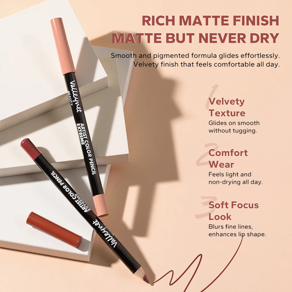Nude Matte Lip Liner Set — Waterproof & Long-Lasting, 3 Pcs