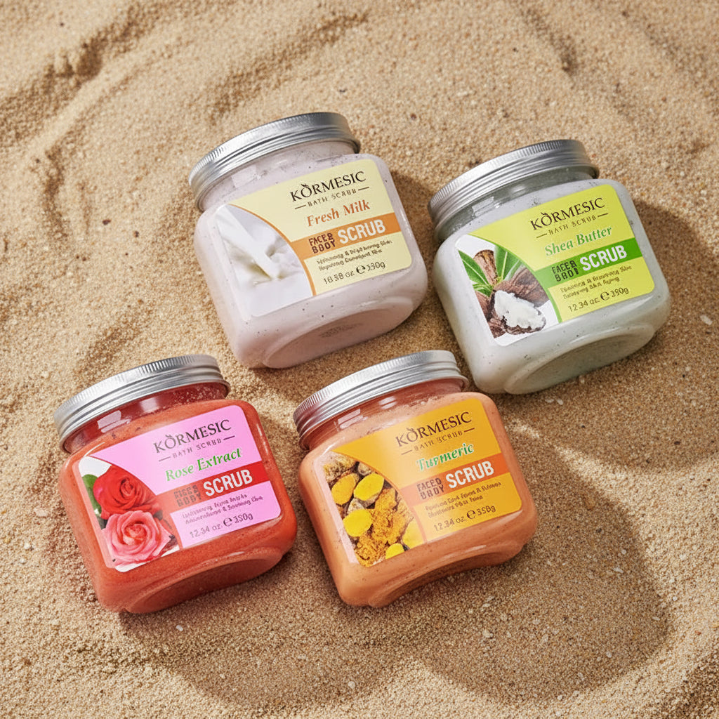 KORMESIC Turmeric Body Scrub & Rose Facial Exfoliant