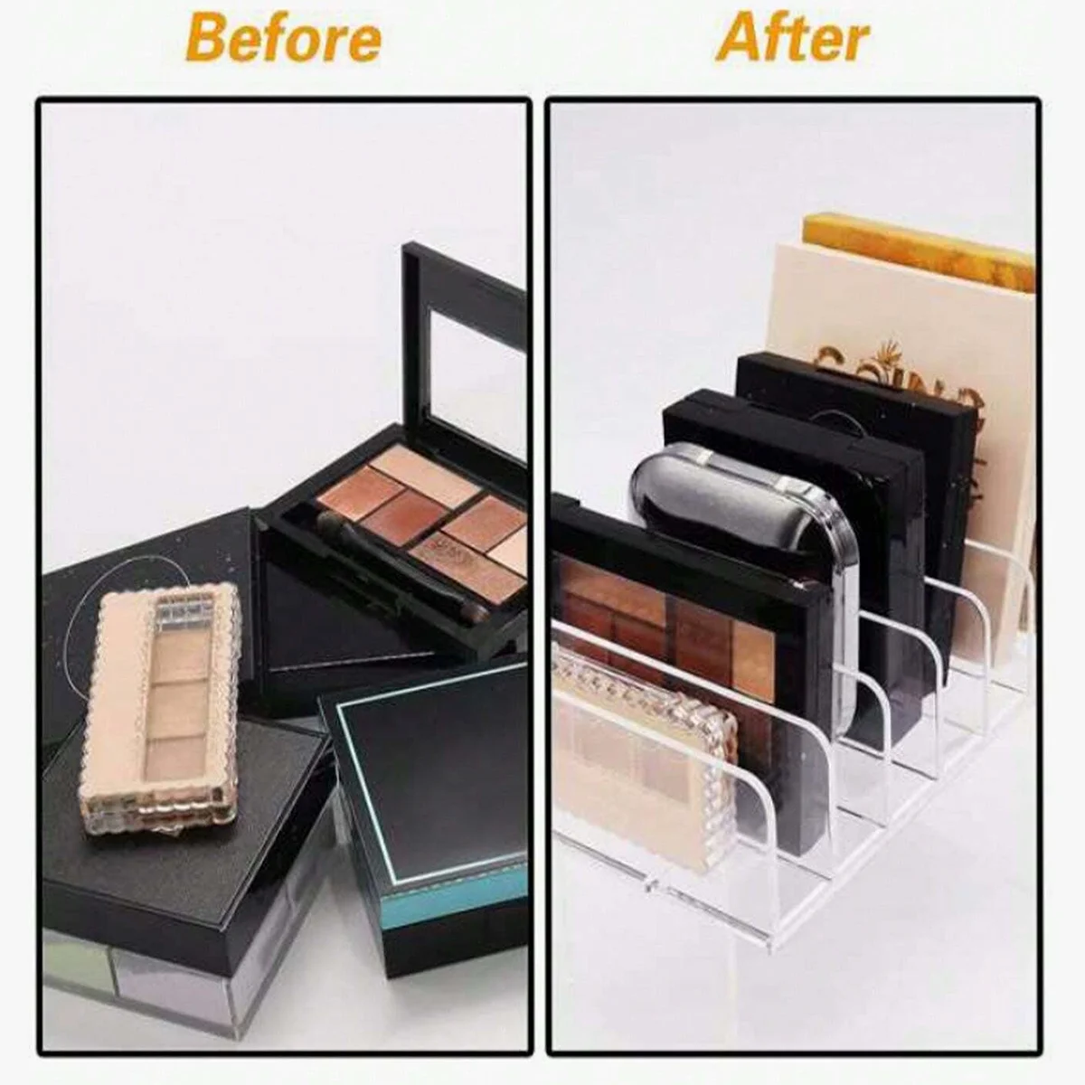 7-Compartment Transparent Makeup Organizer for Eyeshadow Palette & More