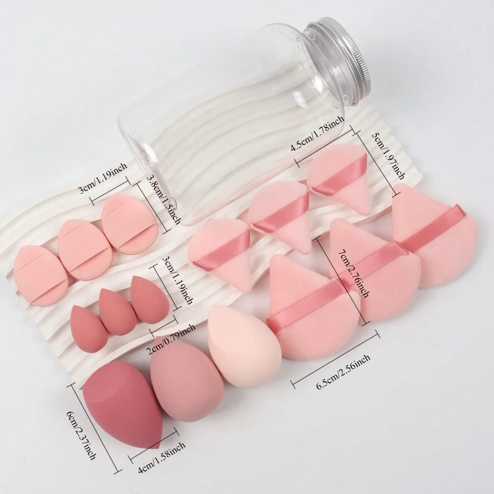15-Piece Makeup Sponge Set with Storage Jar