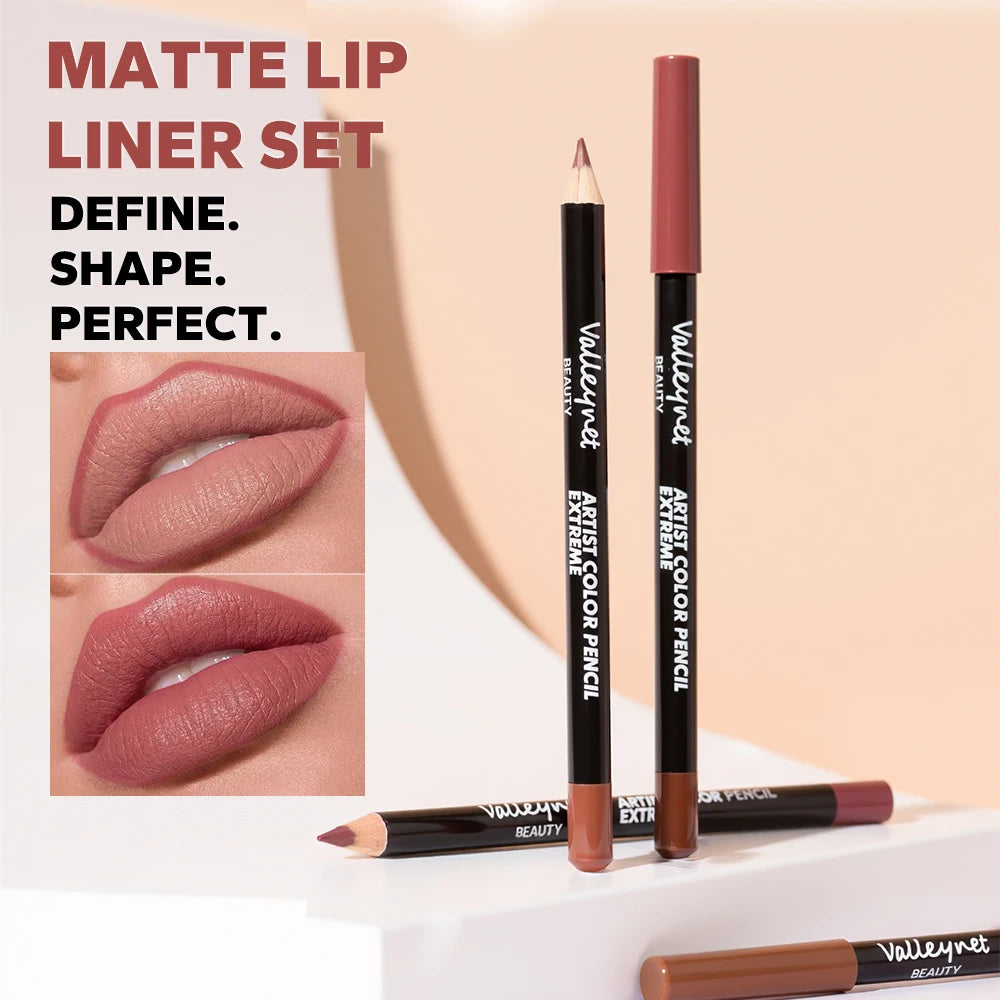Nude Matte Lip Liner Set — Waterproof & Long-Lasting, 3 Pcs