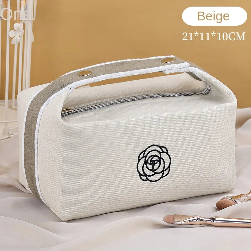 Waterproof Camellia Canvas Makeup Bag