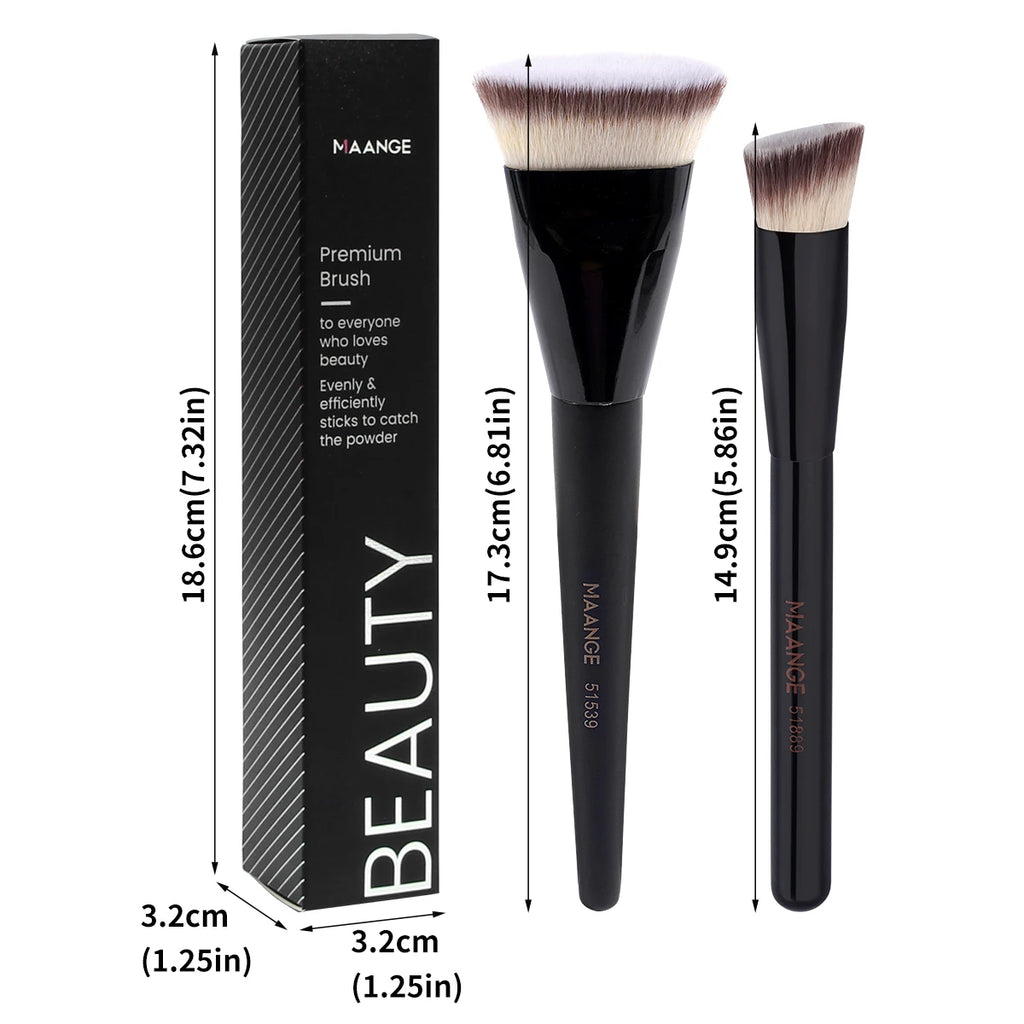 Flawless Makeup 2pcs Brush Set Flat/Angle Foundation Contour Brush Under Eyes