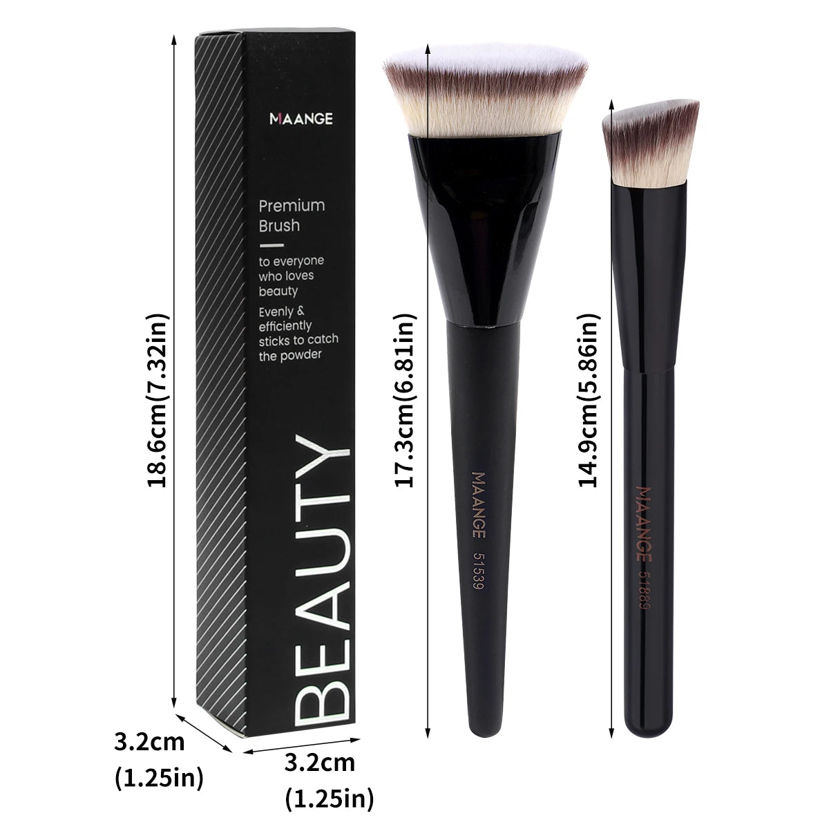 Flawless Makeup 2pcs Brush Set Flat/Angle Foundation Contour Brush Under Eyes