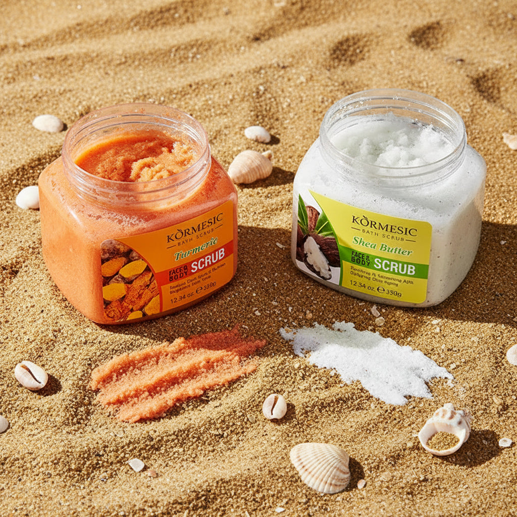 KORMESIC Turmeric Body Scrub & Rose Facial Exfoliant