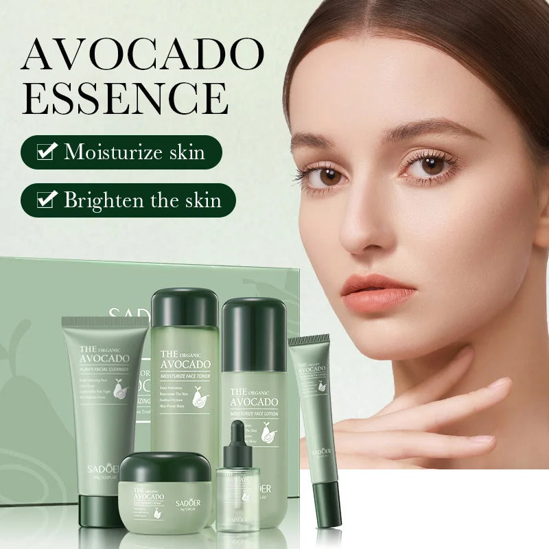 Avocado Skincare Set — Eye Cream, Face & Anti-Wrinkle, 6 Pcs