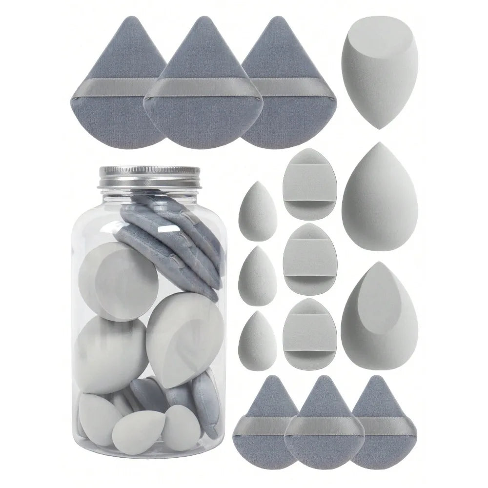 15-Piece Makeup Sponge Set with Storage Jar