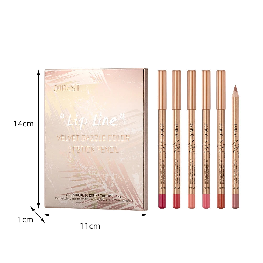 QIBEST 12-Color Waterproof Matte Lip Liner Set