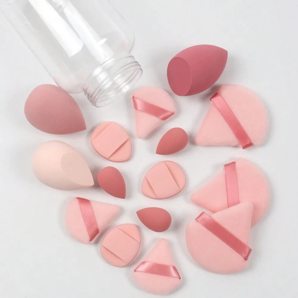 15-Piece Makeup Sponge Set with Storage Jar