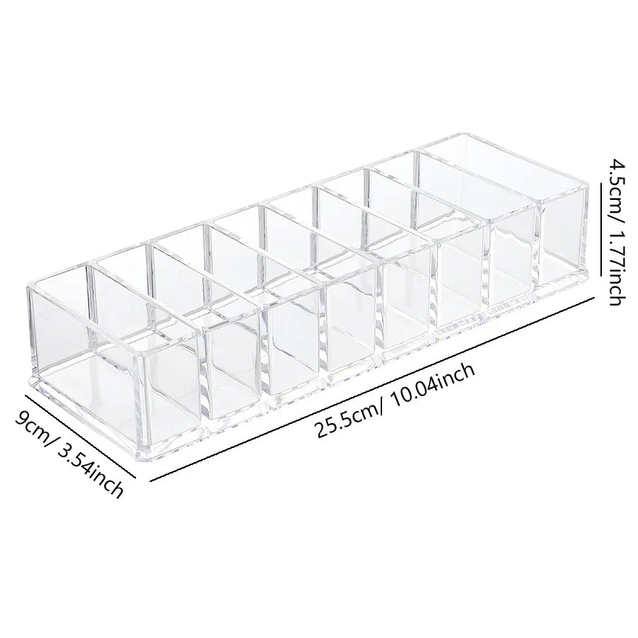 8-Slot Nail Polish Holder Transparent Acrylic Grid Box Makeup Display Stand for Cosmetics Storage Organizer