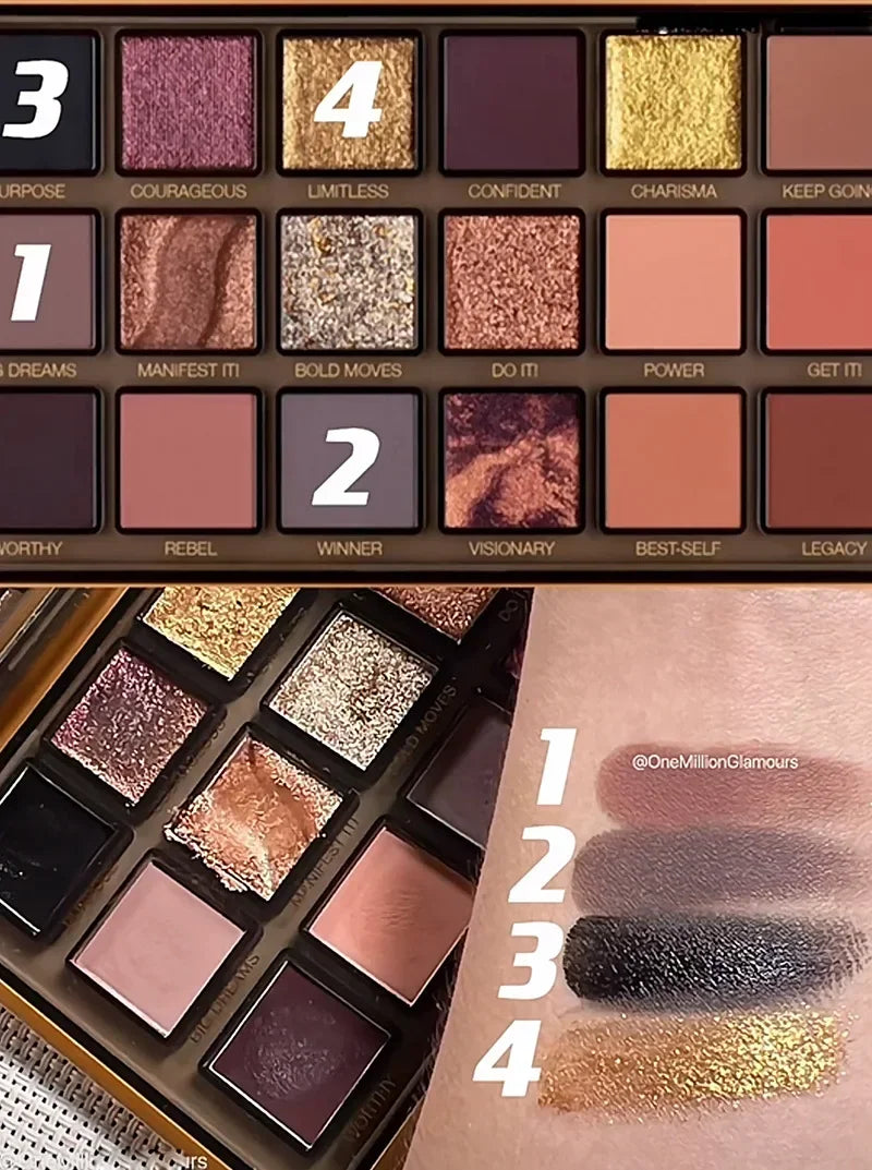 18-Color Eyeshadow Palette — Matte & Glitter, High Pigment, Long-Lasting