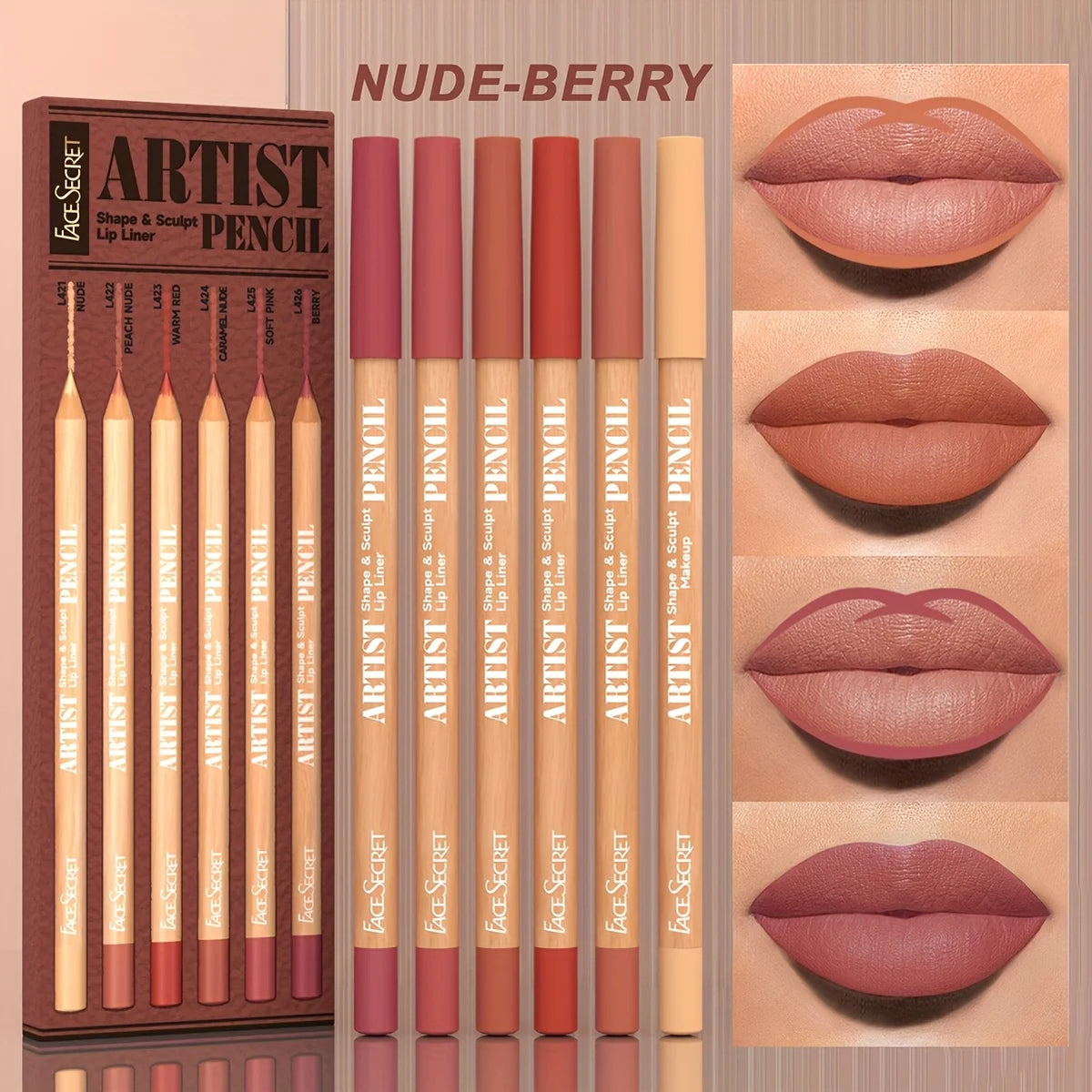 Nude Matte Lip Liner Set – 6 Pieces