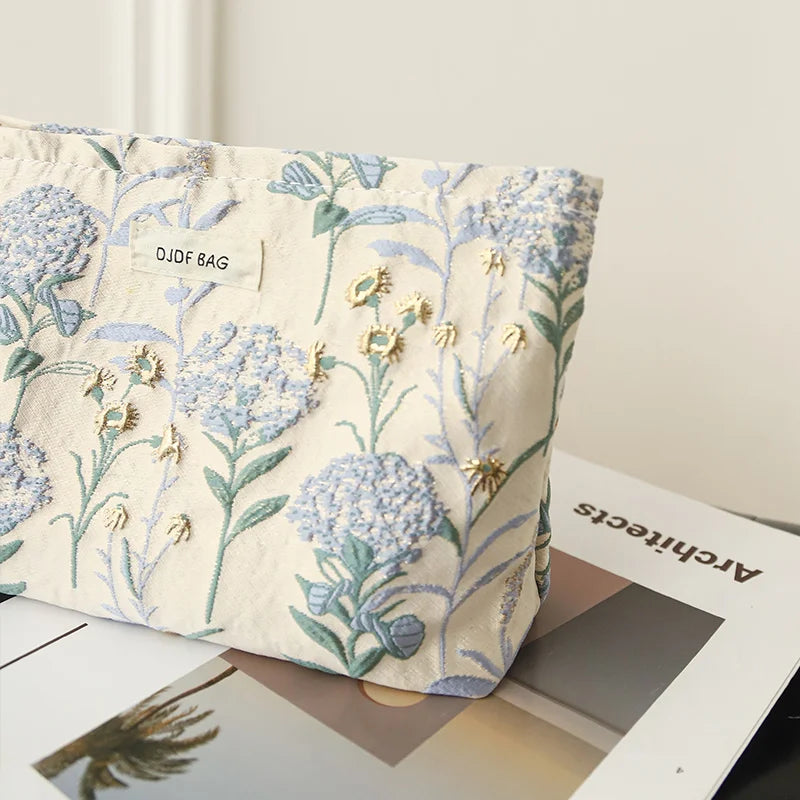 Makeup Bag, Blue Bouquet
