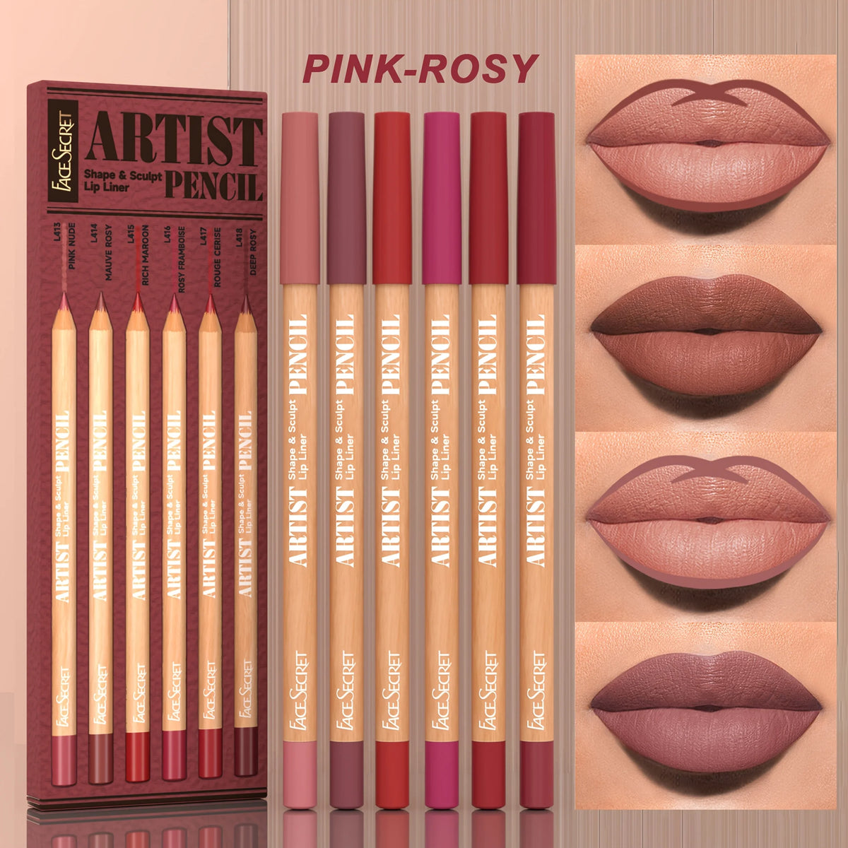 Nude Matte Lip Liner Set – 6 Pieces