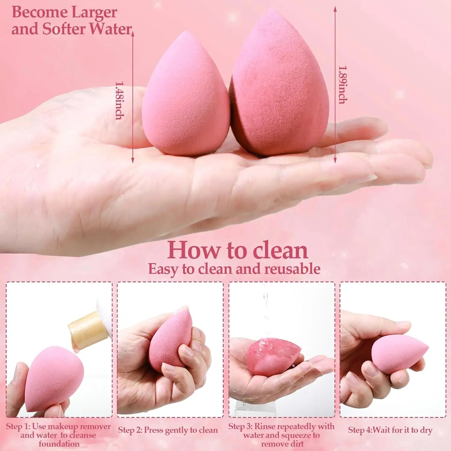 15-Piece Makeup Sponge Set with Storage Jar