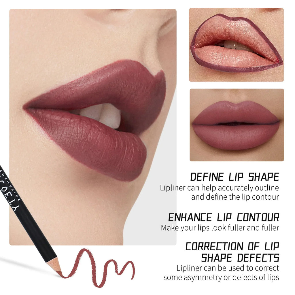 Nude Lip Liner Set — Waterproof & Long-Lasting, 12 Pcs