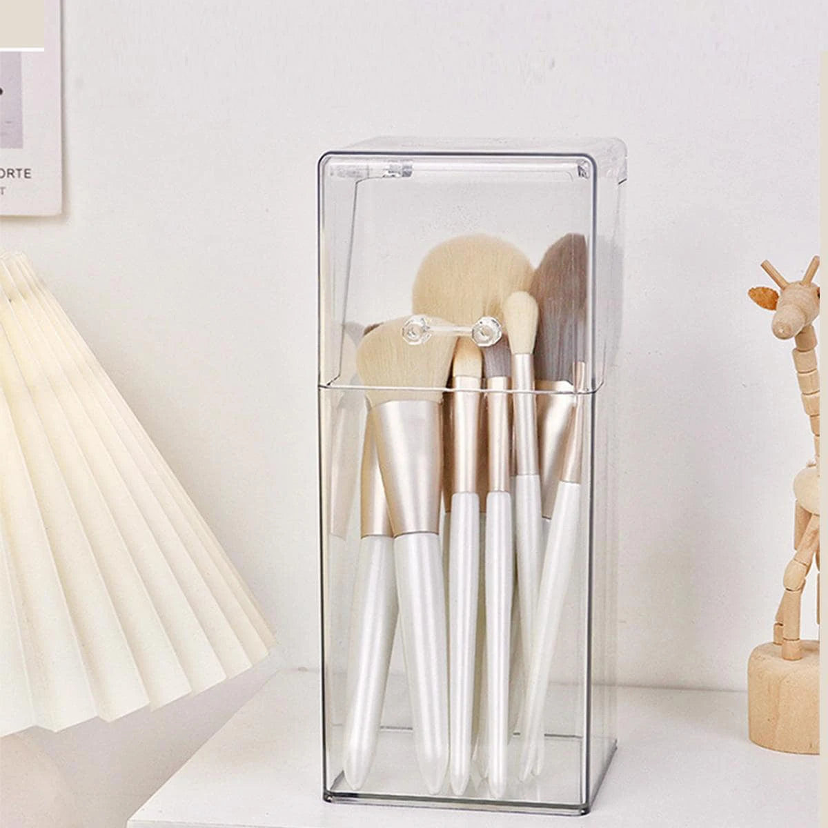 Clear Makeup Brush Organizer & Storage Box