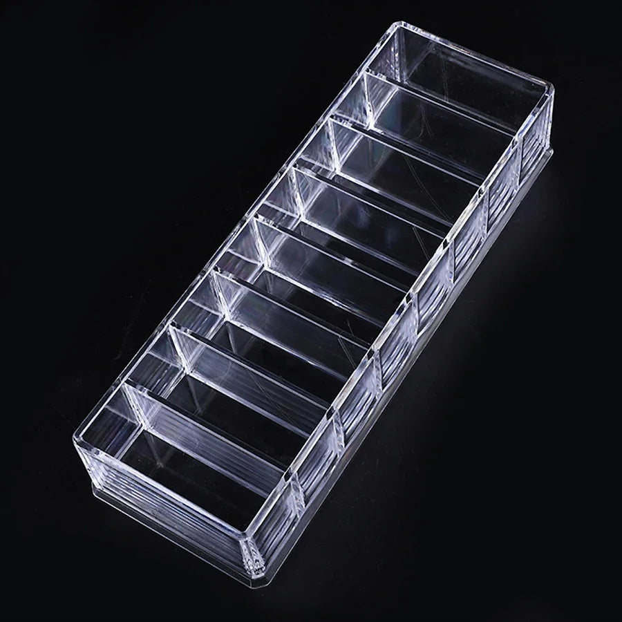 8-Slot Nail Polish Holder Transparent Acrylic Grid Box Makeup Display Stand for Cosmetics Storage Organizer