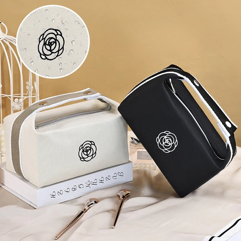 Waterproof Camellia Canvas Makeup Bag