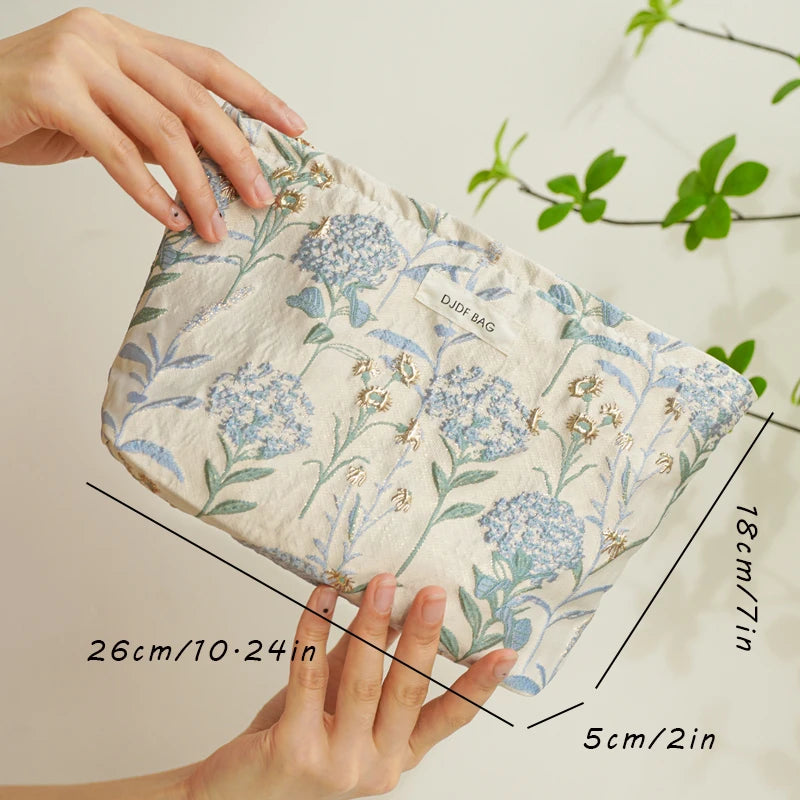 Makeup Bag, Blue Bouquet