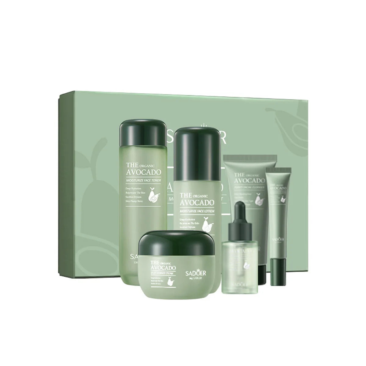 Avocado Skincare Set — Eye Cream, Face & Anti-Wrinkle, 6 Pcs