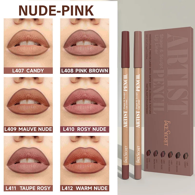 High Pigmented Matte Lip Liners, Soft Pencils Longwear Smooth