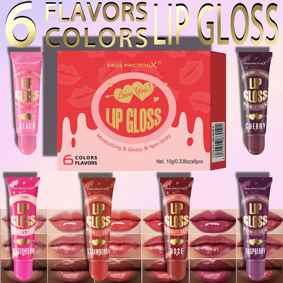 6-Pack Lip Gloss Set — Long-Lasting & Moisturizing