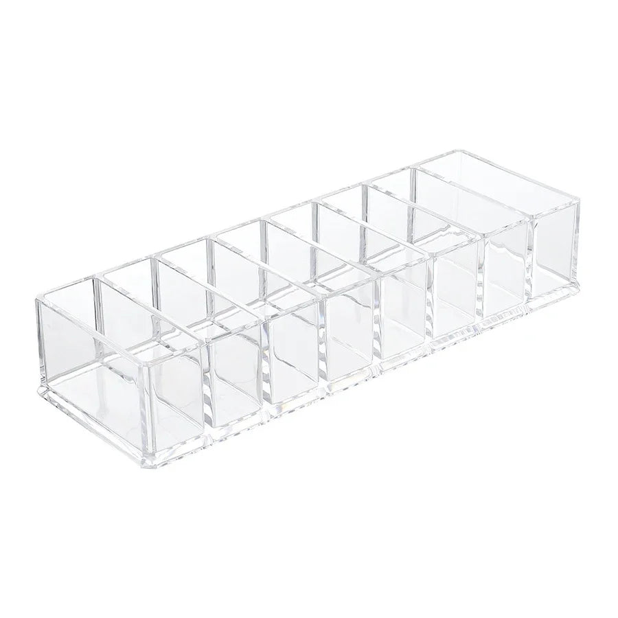 8-Slot Nail Polish Holder Transparent Acrylic Grid Box Makeup Display Stand for Cosmetics Storage Organizer