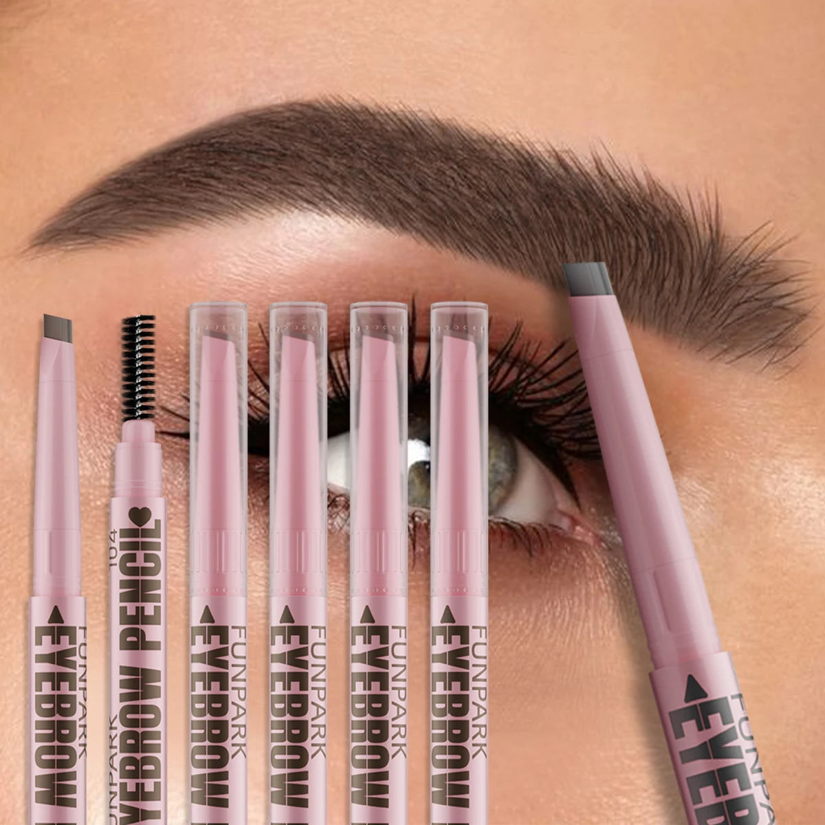 2-in-1 Waterproof Eyebrow Pencil & Brush – 5 Colors