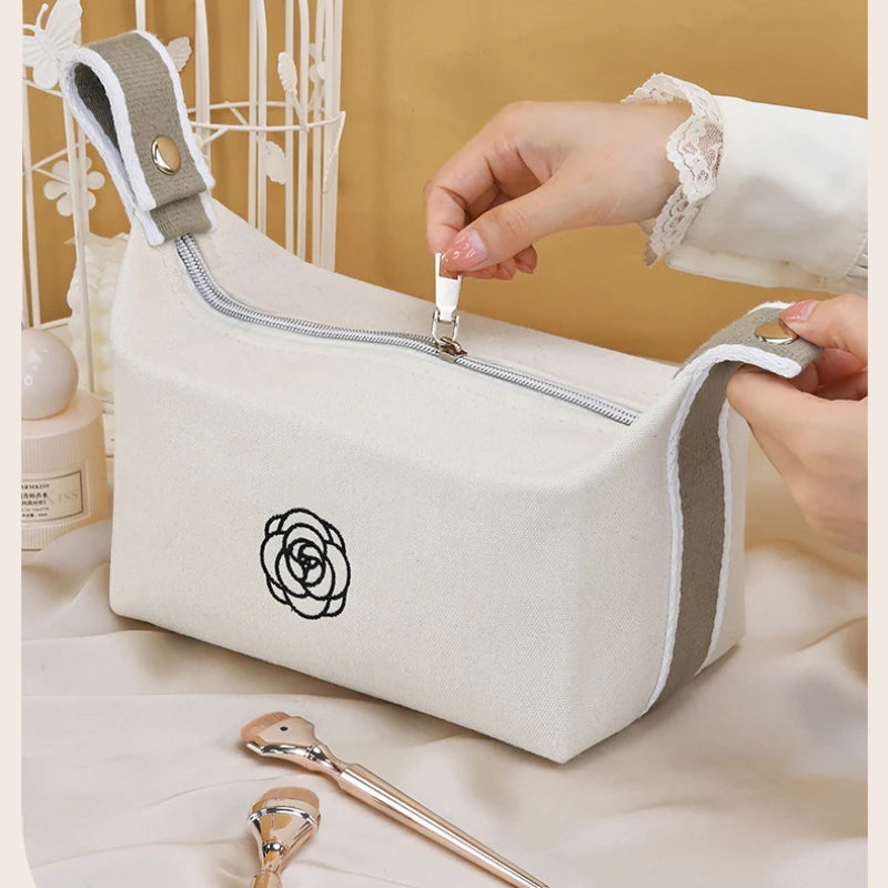 Waterproof Camellia Canvas Makeup Bag