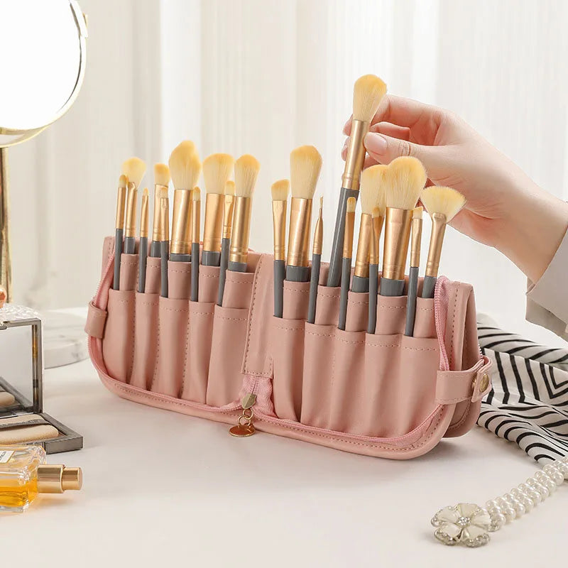 Portable Makeup Brush Organizer Bag