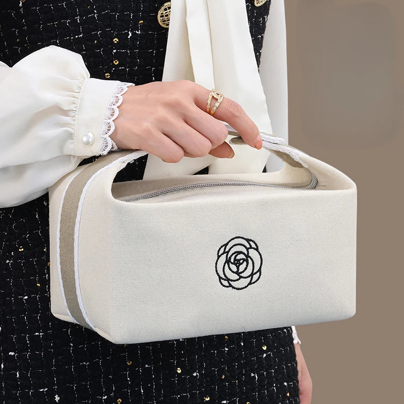Waterproof Camellia Canvas Makeup Bag