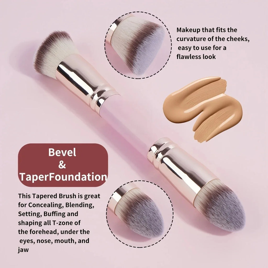 5PCS Double-ended Makeup Brush Set, Soft Bristle Brushes for Foundation, Blush, Powder & Contour