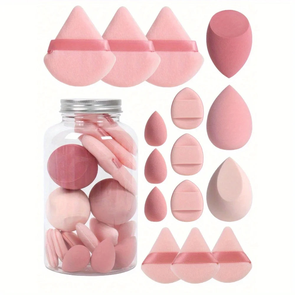 15-Piece Makeup Sponge Set with Storage Jar