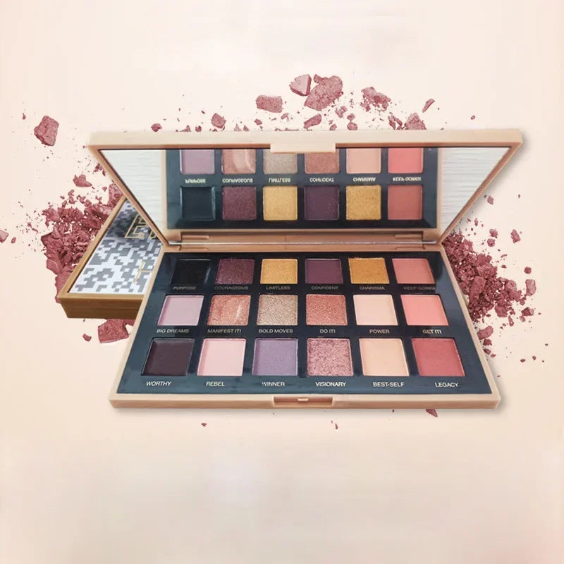 18-Color Eyeshadow Palette — Matte & Glitter, High Pigment, Long-Lasting