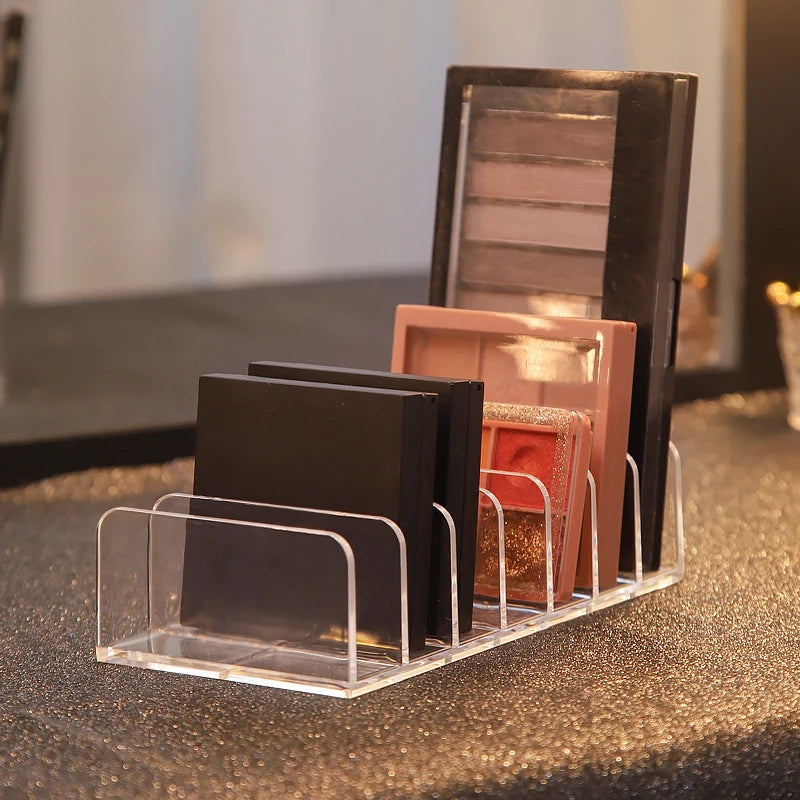 7-Compartment Transparent Makeup Organizer for Eyeshadow Palette & More