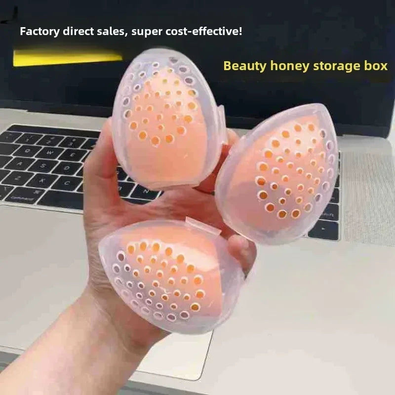 Egg-Shaped Makeup Sponge Storage Case