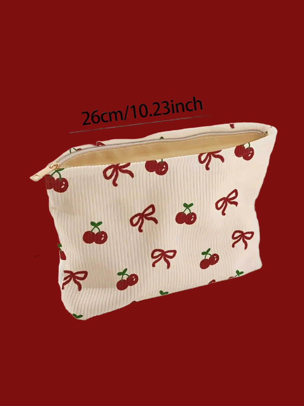 Pink Bow Corduroy Makeup Bag