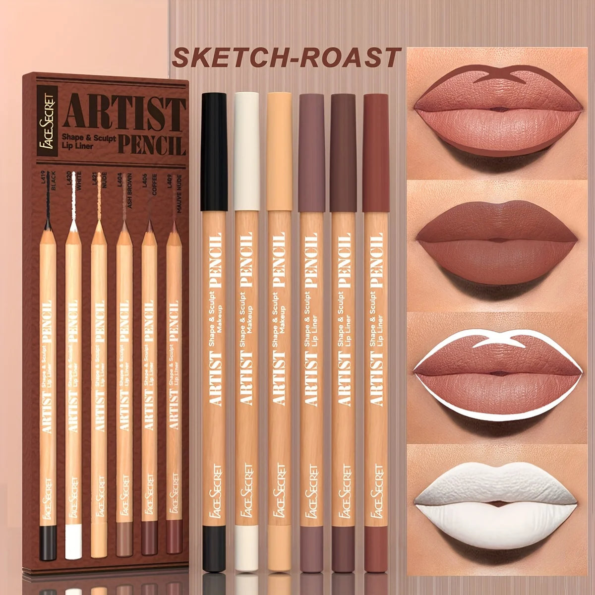 Nude Matte Lip Liner Set – 6 Pieces