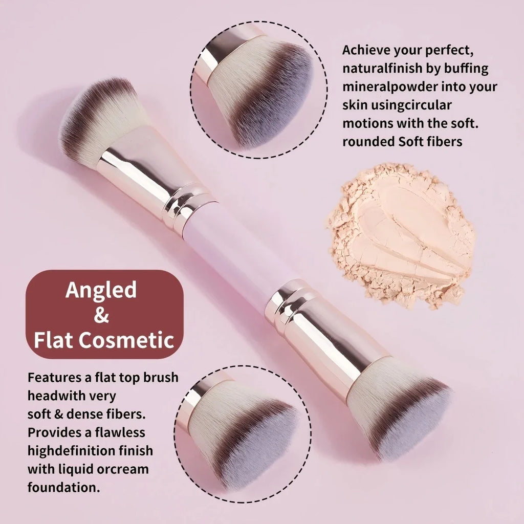 5PCS Double-ended Makeup Brush Set, Soft Bristle Brushes for Foundation, Blush, Powder & Contour