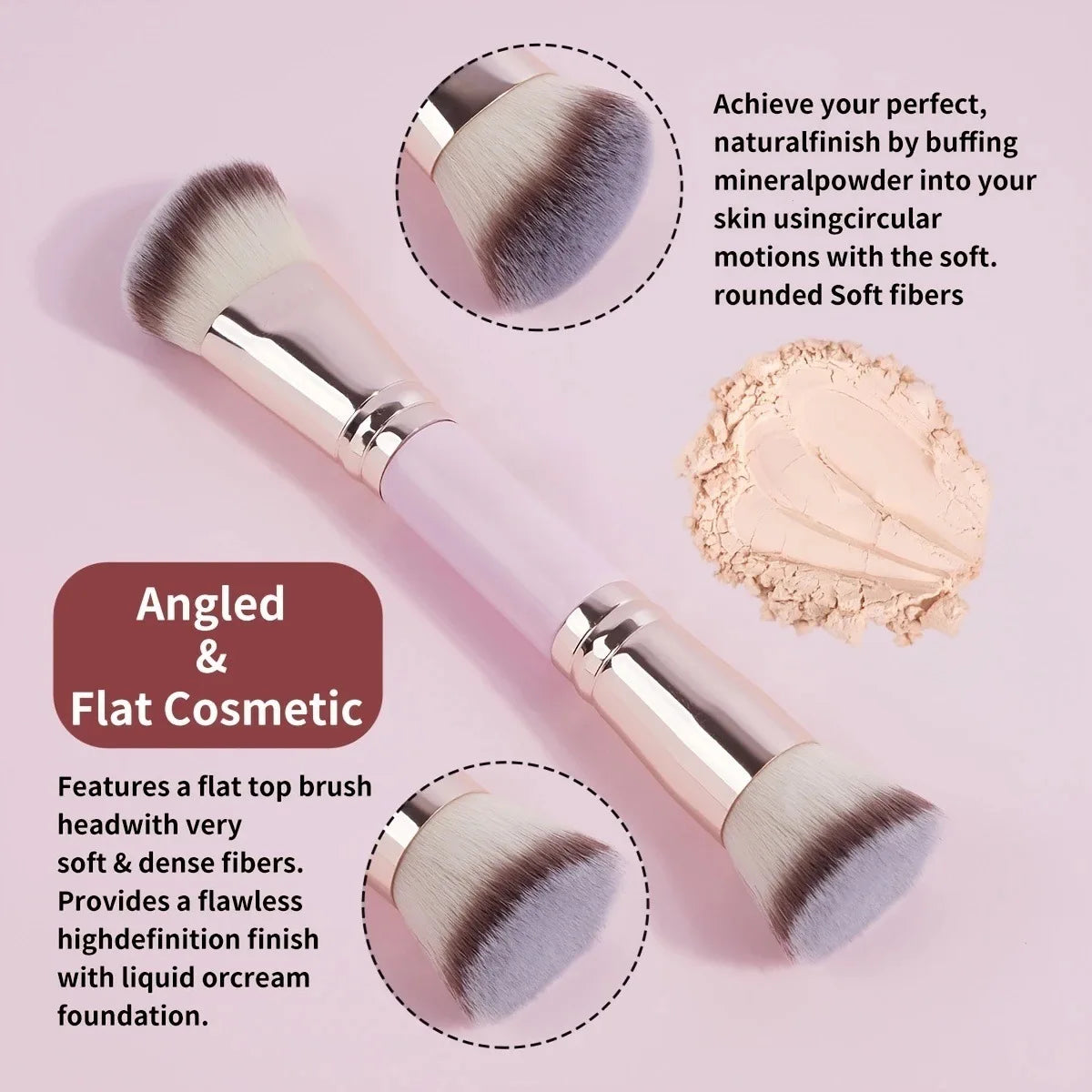 5PCS Double-ended Makeup Brush Set, Soft Bristle Brushes for Foundation, Blush, Powder & Contour