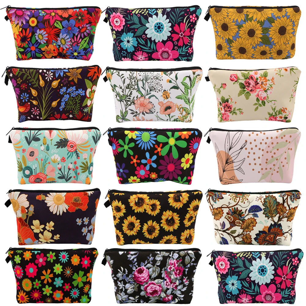Flower Series Zipper Makeup Bag