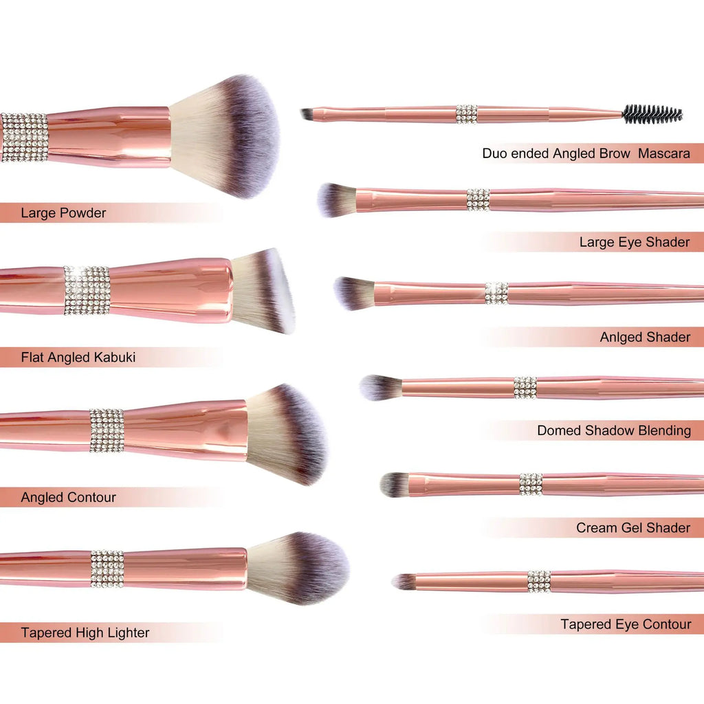 14pieces Rose Gold Diamond Crystal Makeup Brushe Set