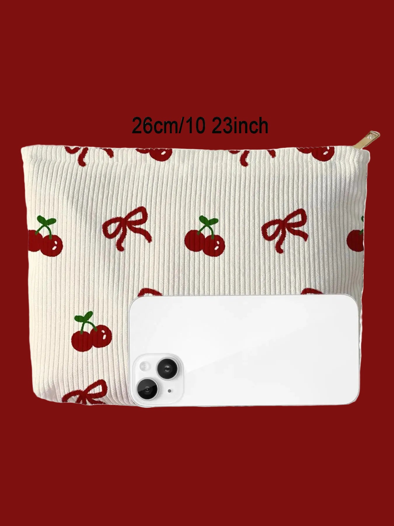 Pink Bow Corduroy Makeup Bag