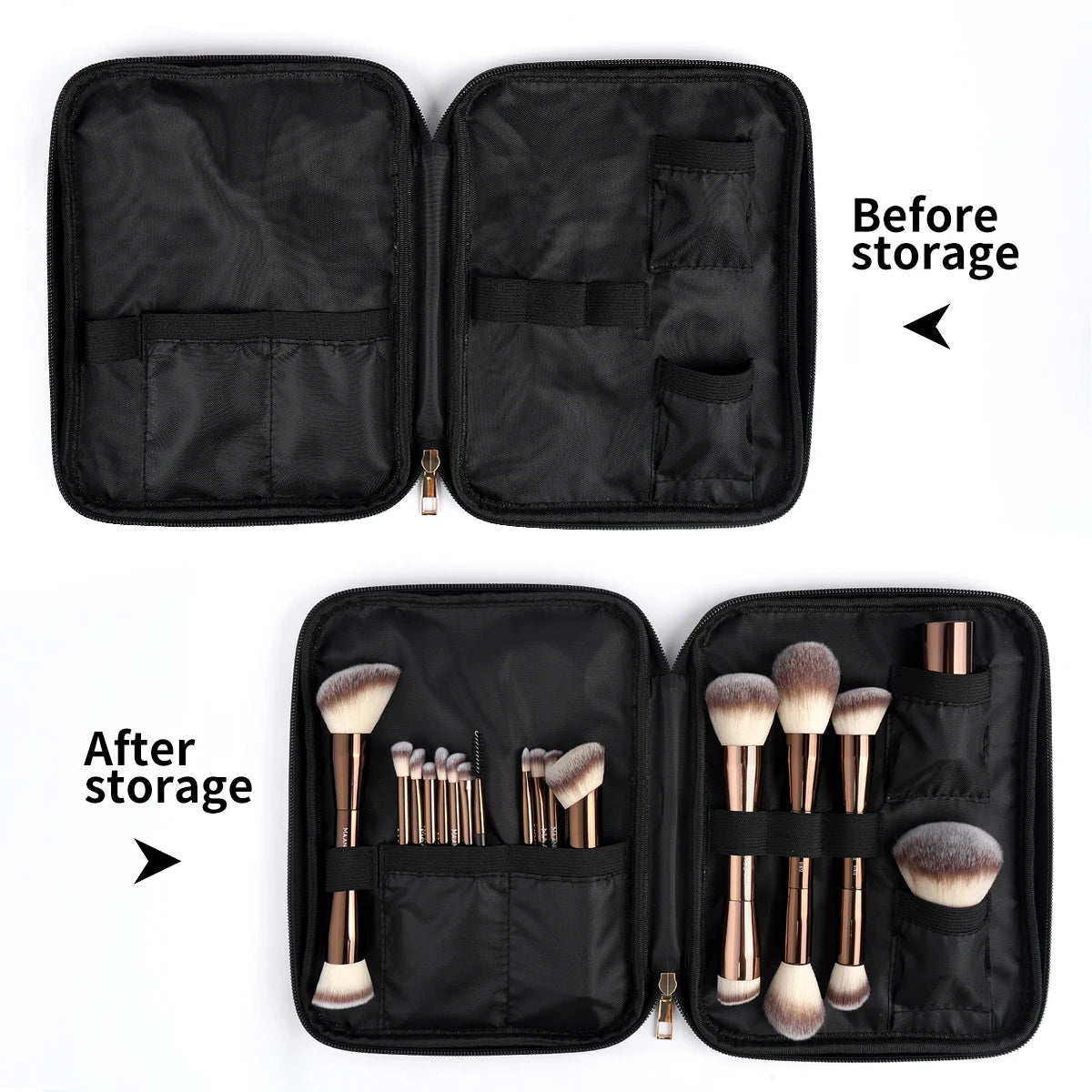 MAANGE 20pcs Pro Makeup Brushes + Storage Bag Dual End Foundation Powder Blush Eyeshadow Brush Beauty Blending Organizer Tool