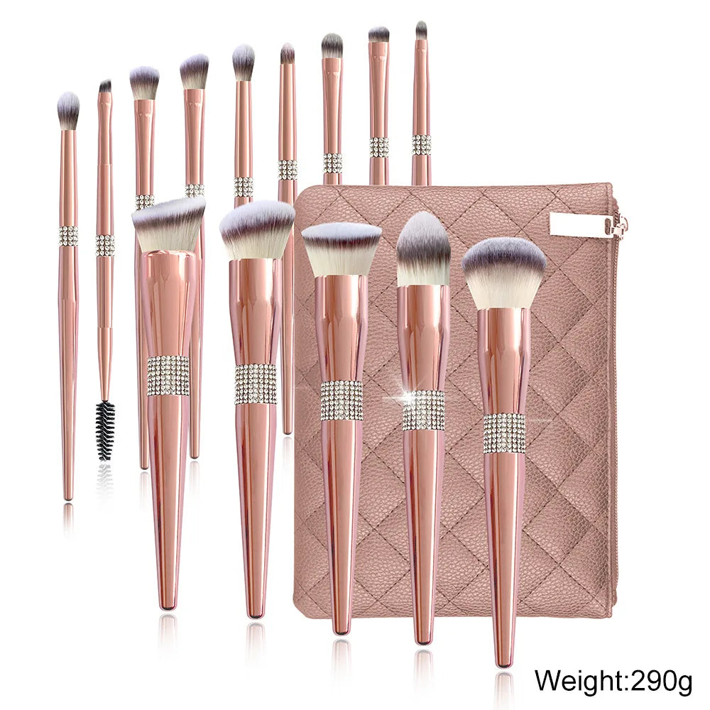 14pieces Rose Gold Diamond Crystal Makeup Brushe Set